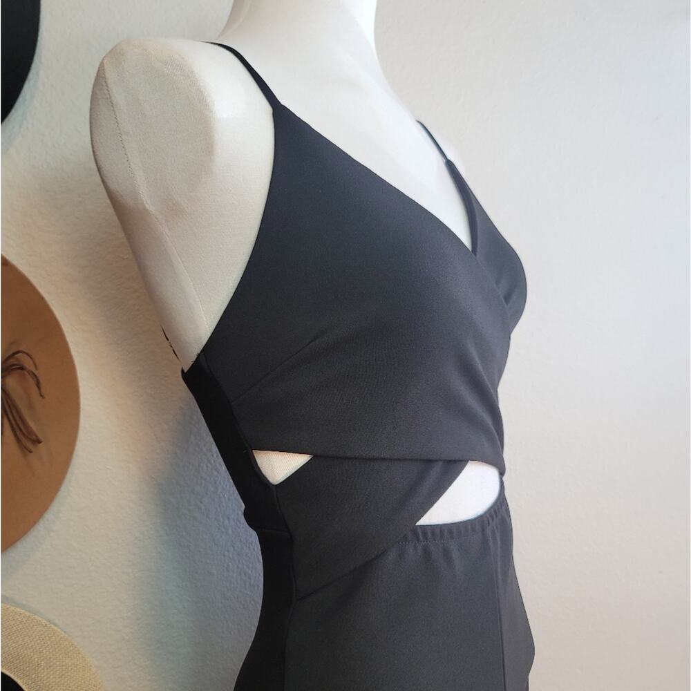 NWOT SUNSET & SPRING Black Wrap Cutout Jumpsuit Cropped Wide Leg Date Night Out - Picture 8 of 16